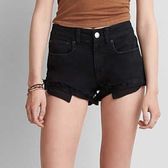 American Eagle Outfitters Pants - American Eagle High-Rise Festival  Black Short 4